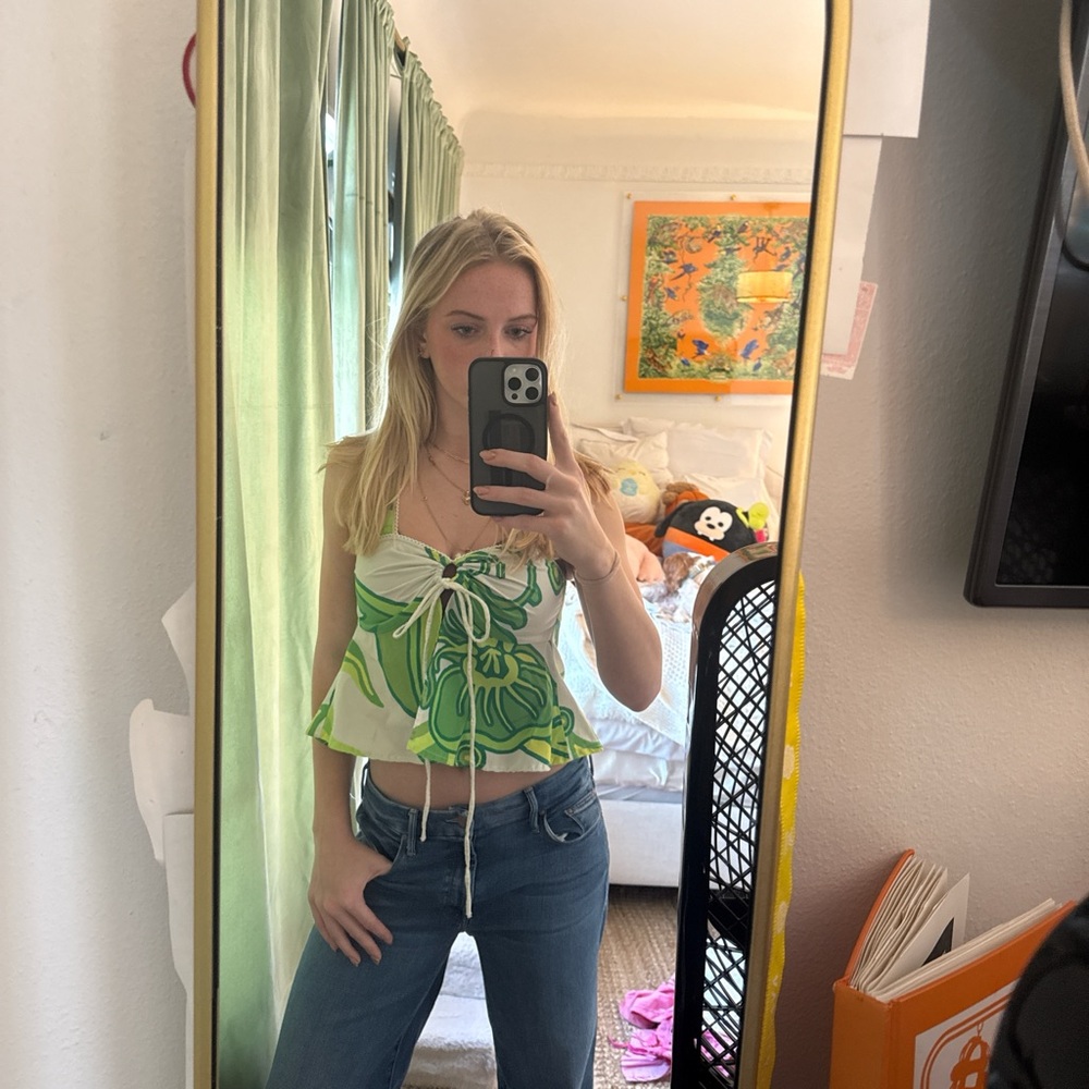 Green Floral Women's Top
